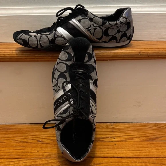 Coach Jayme Signature Black and Silver “C” Monogram Jacquard Sneakers - Picture 3 of 7